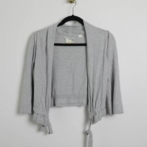 Anthropologie Sparrow Light Gray Frilly Short Casual Simple Preppy Feminine Top